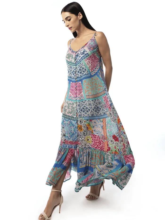 Inoa Martinique Frill Strap Silk Maxi Dress