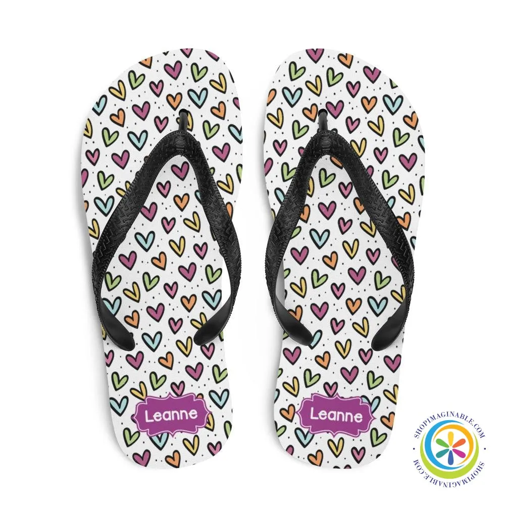 Personalized Hearts Flip-Flops